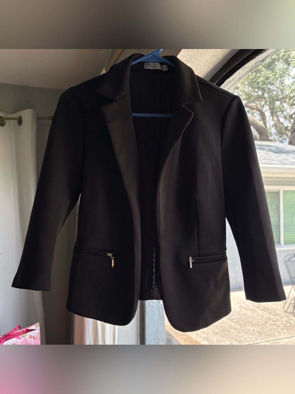 89th & Madison Black Women's Tailored Zip-Pocket Blazer Size Small